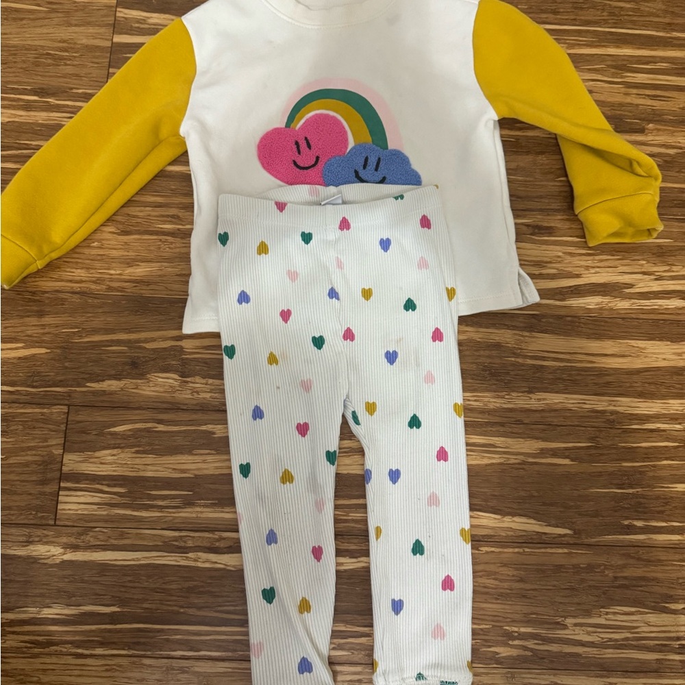 Old Navy Cream Sweatshirt with Rainbow and Cloud Design